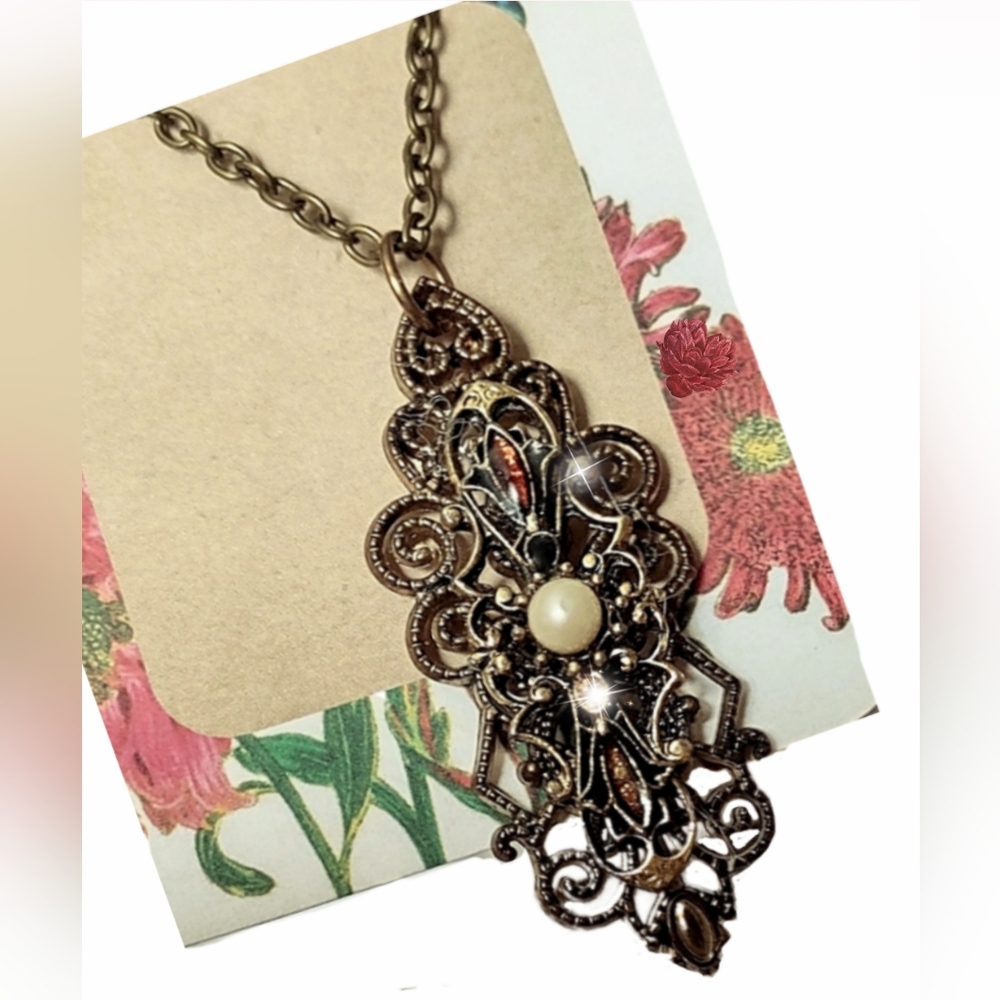 Antique Bronze Filigree Pendant